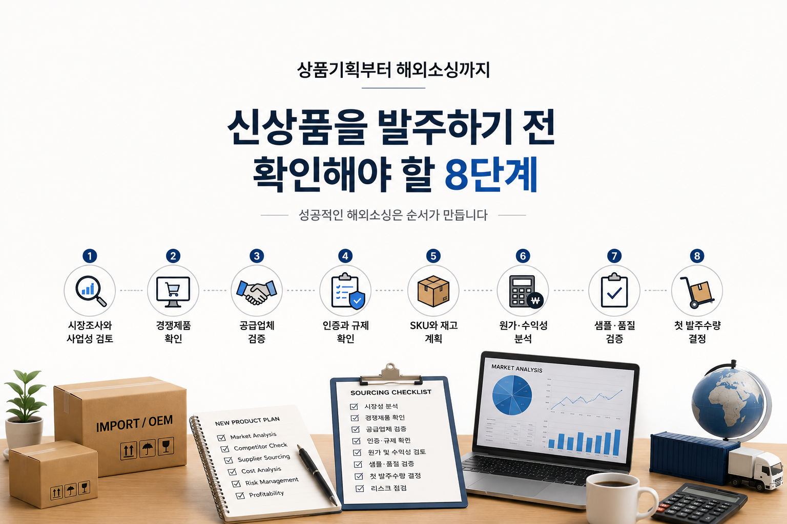 상품기획부터 해외소싱까지의 단계를 설명