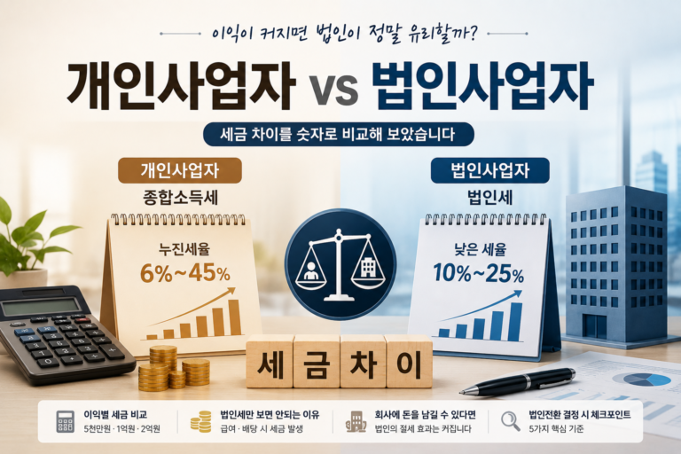 개인과 법인의 세금차이를 설명하는 이미지