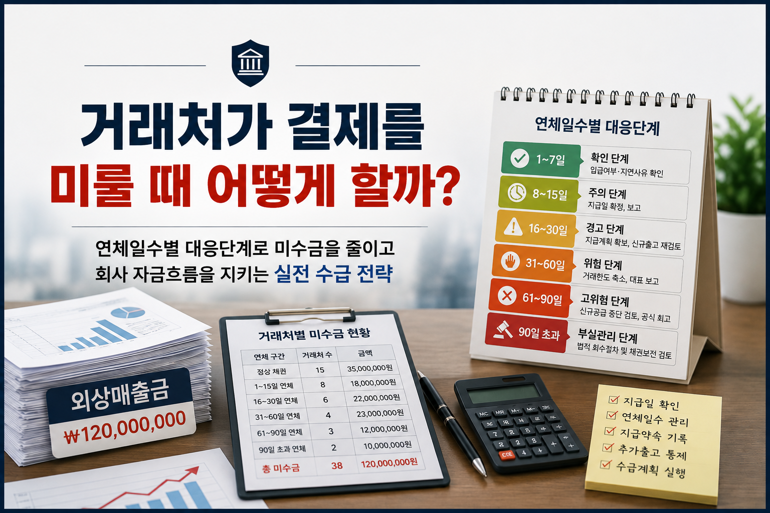 거래처 결제지연시 수금 독촉 단계 설명
