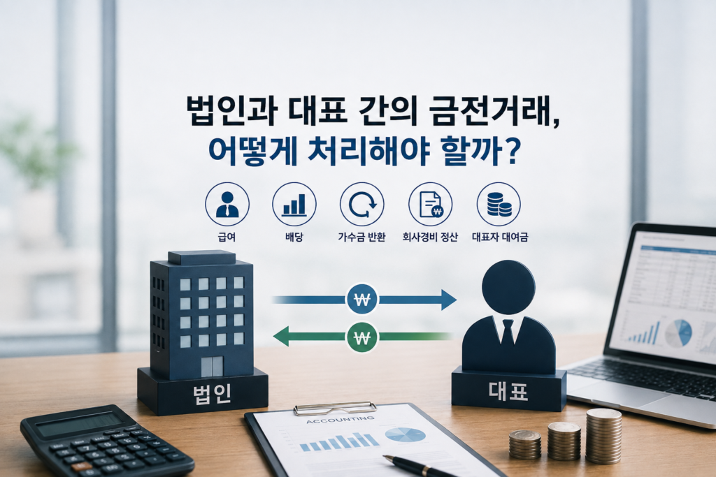 법인과 대표의 금전거래 처리방법 설명
