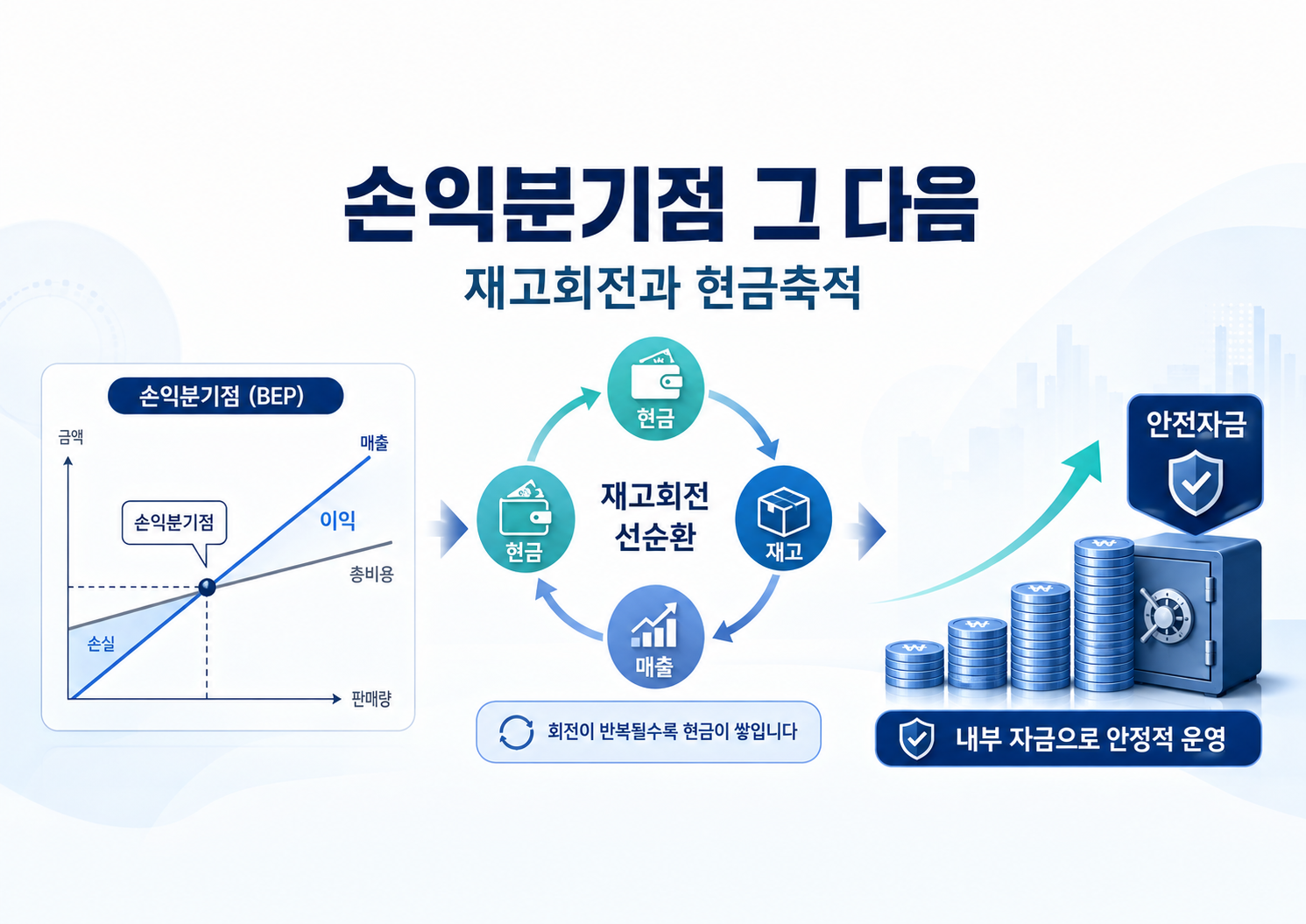손익분기점과 그 이상의 현금흐름 분석 이미지