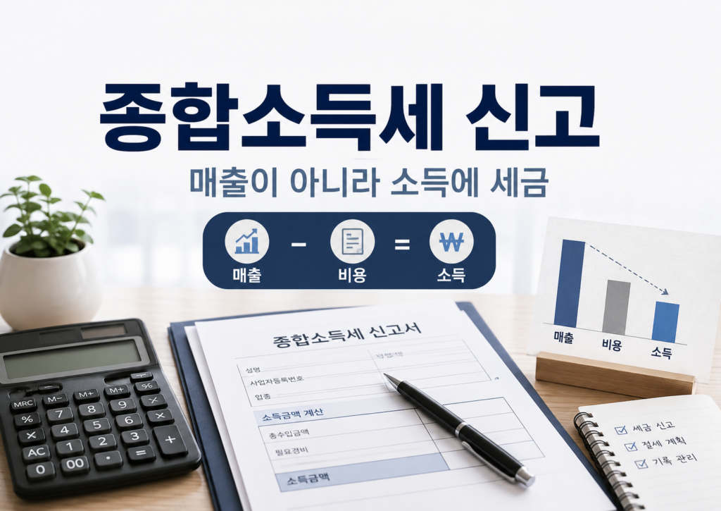 종합소득세는 소득을 기준으로 신고함을 설명하는 이미지