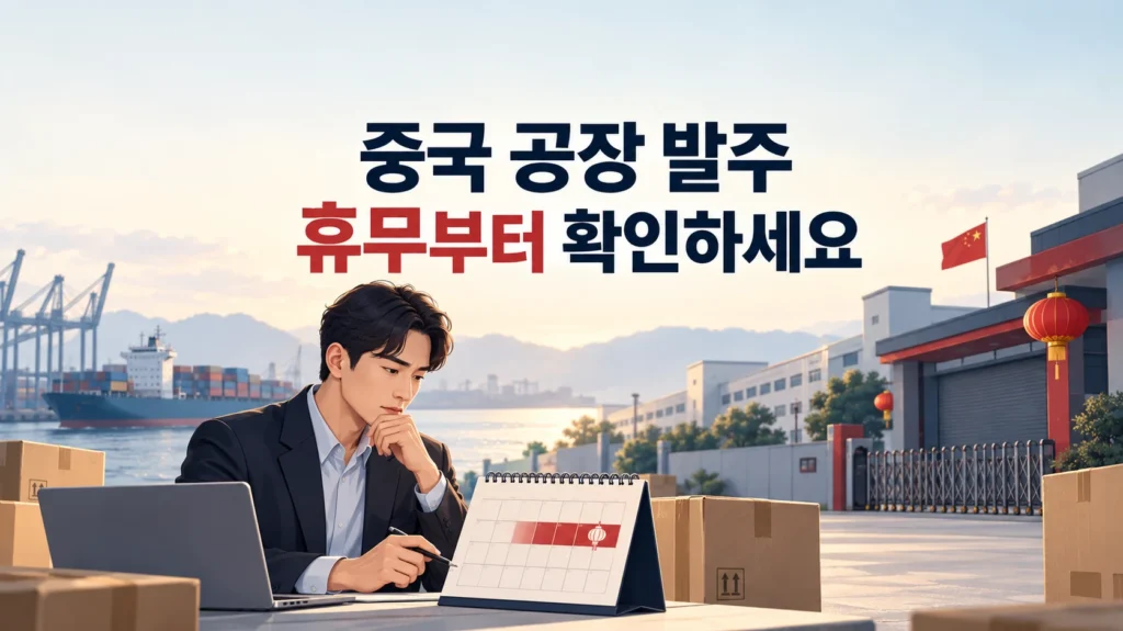중국 공장 발주 전 춘절 휴무와 생산 납기를 달력으로 확인하는 수입 담당자